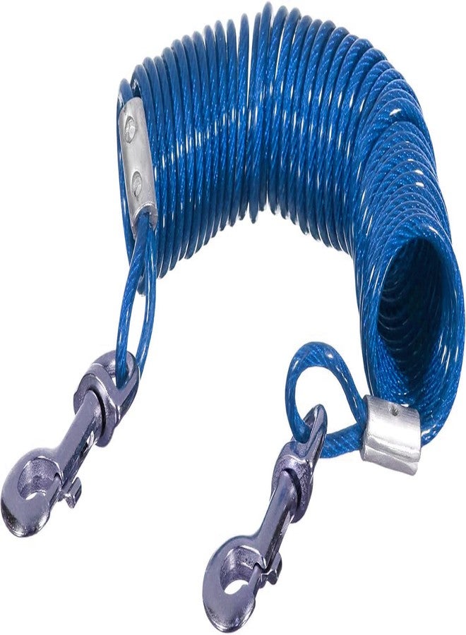 VIP Home Essentials 12 Foot Pet Coiled Tie Out Cable - Blue - Retracts Easily and Quickly to Avoid Tangles - Image 2